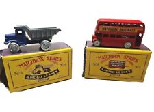Matchbox Series A Moko Lesney No.5 Double Decker Bus & NO. 6 Dump Truck w/ Boxes