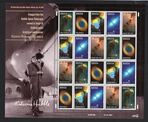 2000 US SC 3384-3388 Edwin Powell Hubble Space Telescope - Full Sheet 20 MNH W/A - Picture 1 of 2