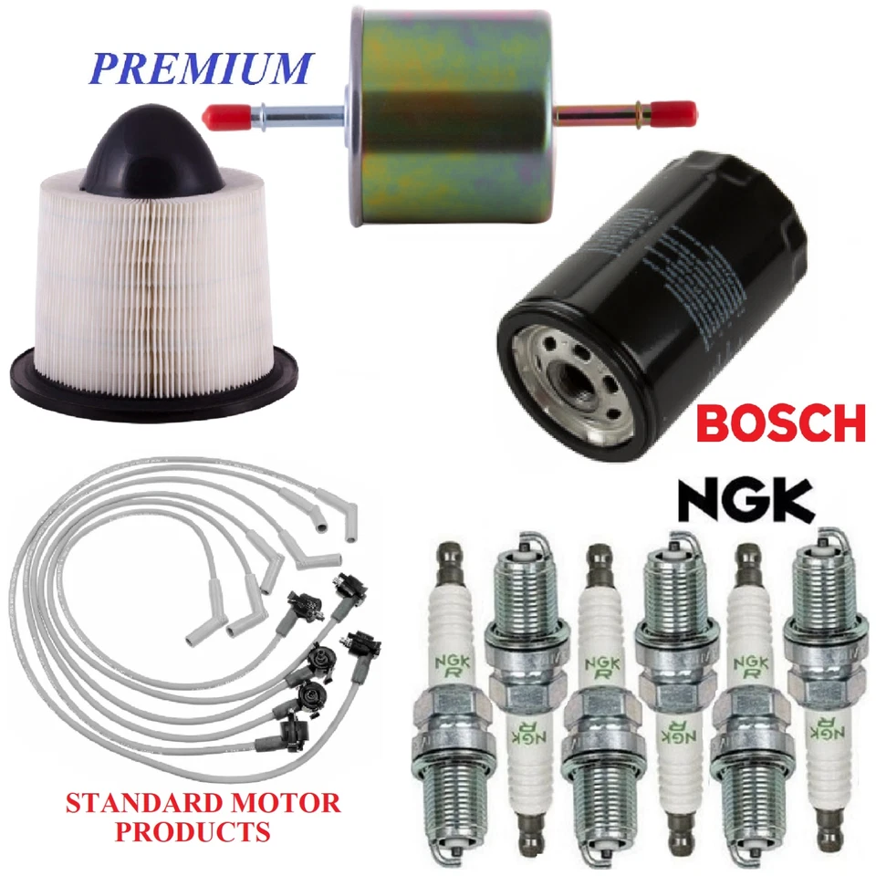 Tune Up Kit Air Oil Fuel Filter Wire Plugs For FORD E-250 ECONOLINE V6 4.2L 1997 - Image 1 of 1