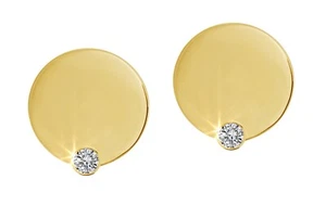 💎 585 ECHT GOLD 💎 Kleine Ohrstecker rund Ø 6 mm 💎 DIAMANT 0,02ct. Brillant - Bild 1 von 7