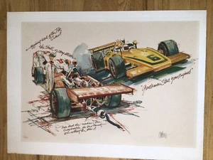 70’s Artist WAYLAND MOORE Serigraph PRINT “Indianapolis 500 Race Car Racing  S/N - Picture 1 of 6