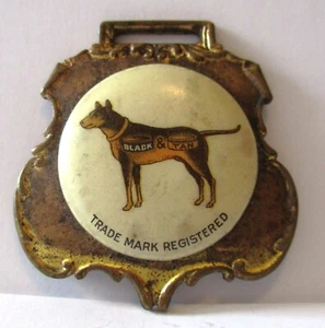 Herriott Bros Scarpa Lucidante St Louis Orologio Fob Nero Marrone Logo Cane Bastian VINTAGE - Foto 1 di 4