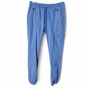Jaanuu - Women's Jogger Scrub Pants Jo Gold Accents Celi Blue 5 Pockets - Sz. S - Picture 1 of 11