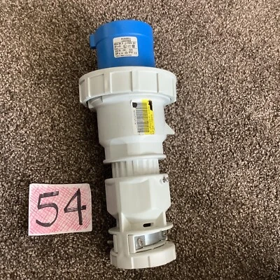 Hubbell 250V 60A 3P+G 4 WIRE C460P9WA IEC Pin + Sleeve Male Watertight Plug - Image 1 of 4