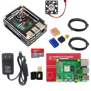 Raspberry Pi 4 8GB Starter Kit Case with Fan Power Supply 128G SD Card Heatsink