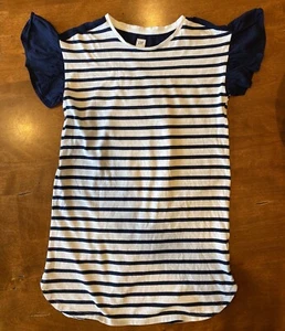 Gap Kids  Girls Navy & White Shirt Dress With Flutter Sleeves Size 12 - Picture 1 of 4
