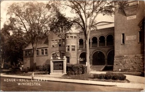 RPPC Honor Role Library Winchester MA Real Photo postcard A7 - Picture 1 of 2