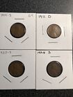 1914 S, 1911 D, 1923 S, 1926 S Lincoln Wheat Cents #209
