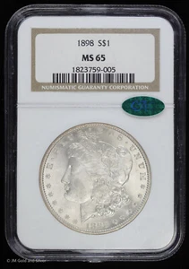 1898-P $1 Morgan Silver Dollar NGC MS 65 CAC | Uncirculated UNC BU - Picture 1 of 4