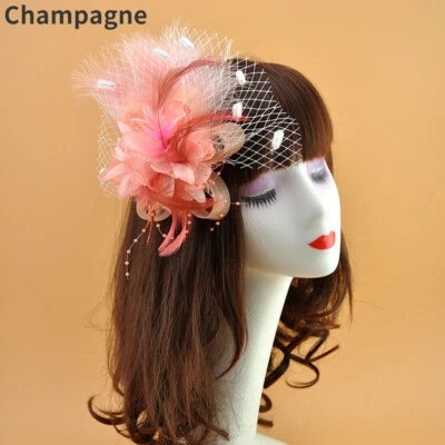 Mujeres Pluma Clip de Pelo Fascinador Sombrero Años 20 50 Retro Fiesta del Té Boda Tocado Foto 1 de 4