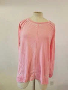 Green Tea Sz M Burnout Pullover Sweatshirt Long Sleeves Orange Stripped Women's - Picture 1 of 7