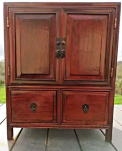 16 Zoll antike chinesische Holz rote Möbel Schrank Schublade - Bild 1 von 8