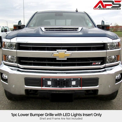 Fits 2015-2019 Chevy Silverado 2500/3500 Bumper Stainless Black Mesh LED Grille - Image 1 of 4