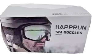 Happrun Ski Goggles Anti Fog 100% UV Protection Snow Ski Goggles ~ Black ~ New - Picture 1 of 7