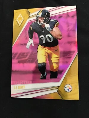 2019 Phoenix Pink/Yellow Refractor #24 TJ Watt 24/199 Pittsburg Steelers - Image 1 of 2