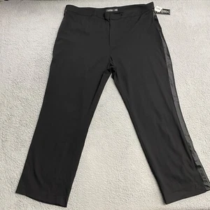 Ralph Lauren LRL Dress Pants Womens 22W Black Mid Rise Wool Tuxedo Stripe Trim - Picture 1 of 12
