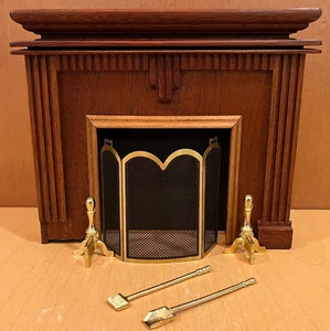 Puppenhaus Miniatur Holz Kaminschirm und Zubehör - Bild 1 von 12