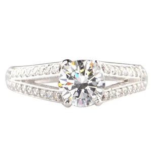 Anillo solitario de plata de ley 925 con forma redonda D/VVS1 1,50 quilates con detalles - Imagen 1 de 13