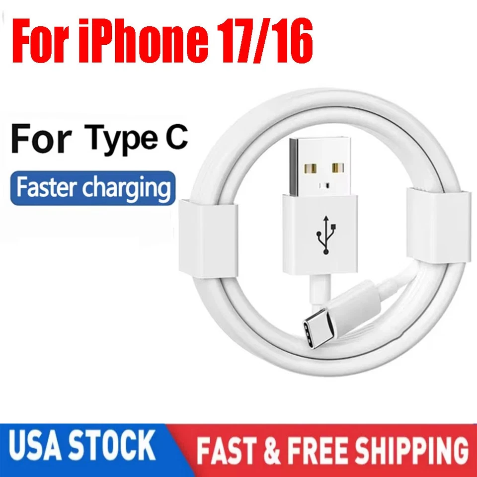 IPhone17/16/15 Pro Max Plus USB-A Cable Fast Charger Type C Charging Data Cord - Image 1 of 4