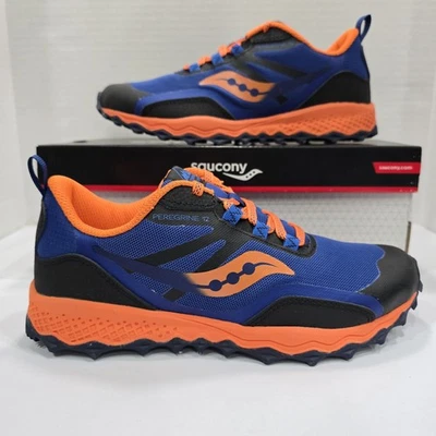 SAUCONY PEREGRINE 12 SHIELD SNEAKER, NAVY/ORANGE,  UNISEX BIG KID 4.5 WIDE NIB - Image 1 of 4