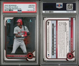 2022 Bowman Elly De La Cruz Chrome 1st #BCP-50 RC PSA 10 Cincinnati Reds - Picture 1 of 3