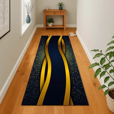 Luxury Hall Elegant Runner Mat, Abstract Carpet, Long Corridor Rug, Glam Hallway - Image 1 of 4