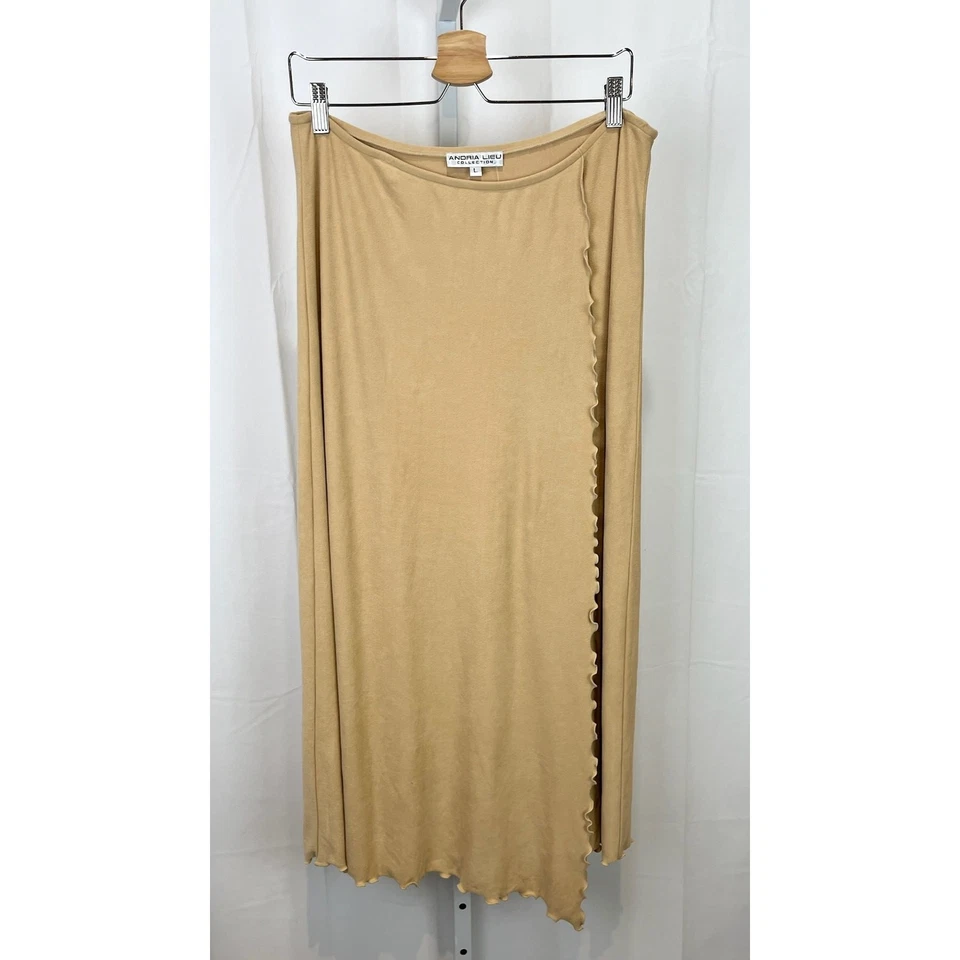 NUEVO CON ETIQUETAS ANDRIA LIEU 36" Falda Envolvente Fija Imitación Gamuza Tostada Talla L Foto 1 de 4
