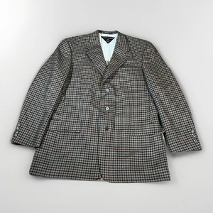 VTG Tommy Hilfiger Blazer Men’s 43L Brown Houndstooth Tweed Union Made USA 90’s - Picture 1 of 16