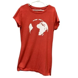 Hand Printed Upcycled Planet Earth Girls XS Short Sleeve Long Tee Shirt Dress - Picture 1 of 6