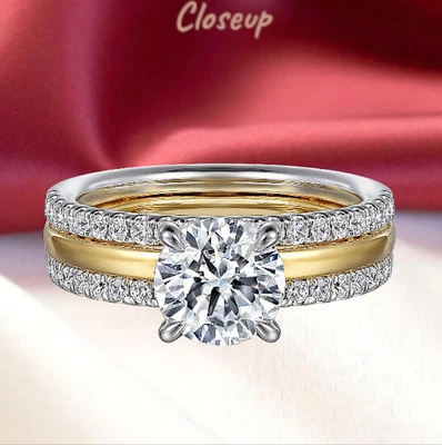 18k Multi Gold IGI Certified Lab Grown Diamond Engagement Ring 2.00 Ct Round Cut - Image 1 of 4