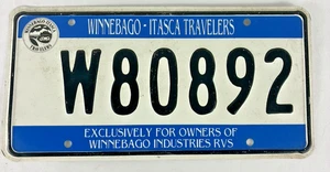 PLACA DE LICENCIA ESTADO WINBAGO-ITASCA VIAJEROS EXCLUSIVAMENTE PARA RVS TÍTULO: W80892 - Imagen 1 de 2