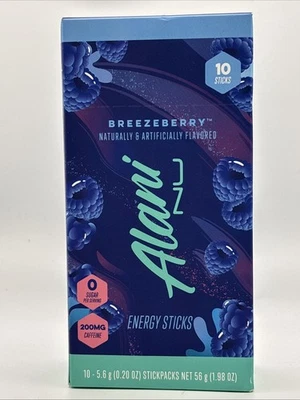 Alani Nu Breezeberry Energy Sticks 10 Ct 200mg Caffeine 0 Sugar Exp 04/26 - Image 1 of 4