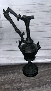 Antique Candlestick Holders Ewer Pitcher Urn 48cm Cast Metal Victorian - Picture 1 of 12