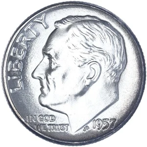 1957 (P) Roosevelt Dime 90% Silver Choice BU US Coin See Pics E930 - Picture 1 of 3