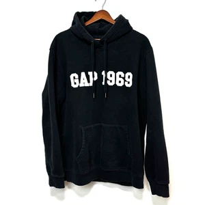 GAP 1969 Hoodie Embroidered Long Sleeve Black Sweatshirt Pullover Casual Womens - Picture 1 of 5