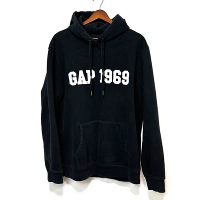 GAP 1969 Hoodie Embroidered Long Sleeve Black Sweatshirt Pullover Casual Womens - Image 1 of 4