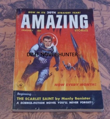 VG AMAZING STORIES JANUARY 1956 PULP MAGAZINE ZIFF-DAVIS PUBLICATIONS - Image 1 of 2