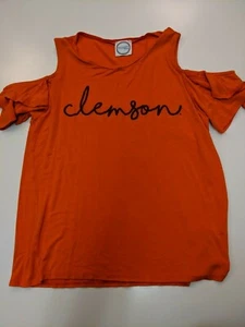 Kickoff Couture Women's Clemson Cold Shoulder Orange Top Size S Small - Picture 1 of 3