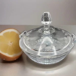VTG 1960’s Cut Glass Lemon/ Butter Dish W/ Wheat & Check Etched Pattern Art Deco - Picture 1 of 9