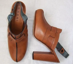 Marni braune Leder High Heel Slingback Clogs Schuhe 39 9 - Bild 1 von 2