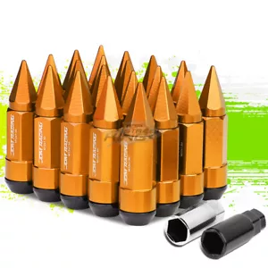 JDM ALUMINUM ORANGE M12X1.5 23MM OD 53MM LUG NUTS W/30MM CAP 20PCS/SET+ADAPTER - Picture 1 of 5