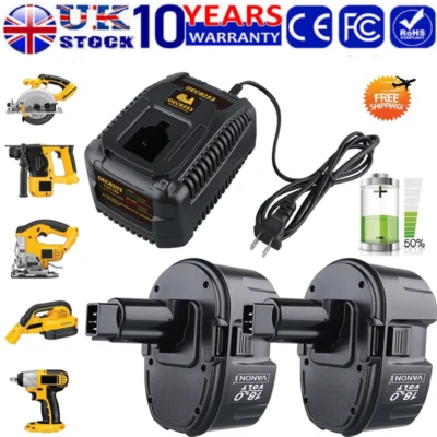 2X For Dewalt 18V 18 VOLT XRP DC9096 6.0Ah DC9098 DE9096 Ni-Mh Battery/Charger