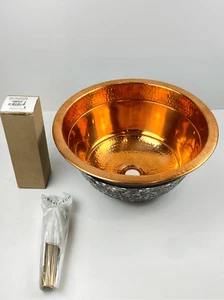 NEW 2005 Thompson Traders Murano Polished Copper Sink Bronze Ext. 16.25 w Drain - Picture 1 of 10