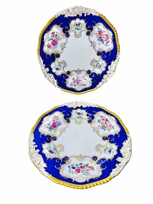 Antique Coalport England Gilman Collamore Birds & Flowers Set Of 2 Dinner Plates - Image 1 of 4