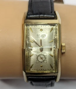 Vintage GRUEN Curvex 10 K Gold Filled Armbanduhr funktioniert Handaufzug - Bild 1 von 11