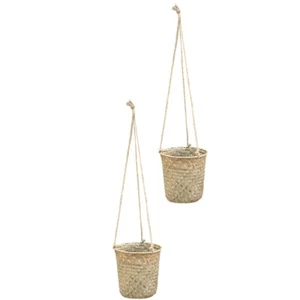 2 Pcs Seagrass Flower Basket Woven Storage Basket Decor Flower Basket - Picture 1 of 12