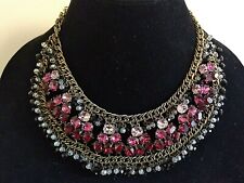 Badgley Mischka Crystal Bib Necklace Couture Ruby Rhinestone Runway SALE HTF