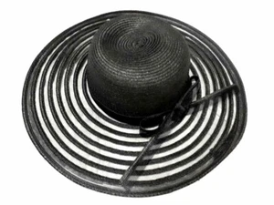 Chapeau Noir Élégante Cérémonie Taille Unique Paille Hat Cocktail Femme Mar Ok - Picture 1 of 5