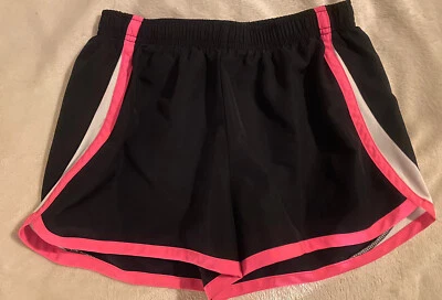 Shorts atlético de corrida Hanes Sport feminino tamanho grande preto rosa forrado de náilon novo sem etiquetas - Imagem 1 de 4