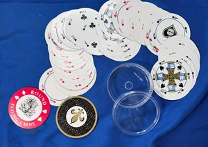 vtg. 3 inch Round Playing Cards, plastic case, excellent condition - Picture 1 of 2